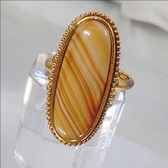 Vintage Banded Agate Ring. - Picture 2 of 6